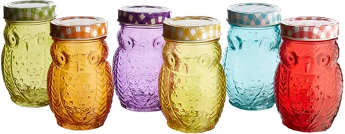 Vista 2 de Style Setter Tarros de colores búho con tapas (juego de 6), multicolor Varios