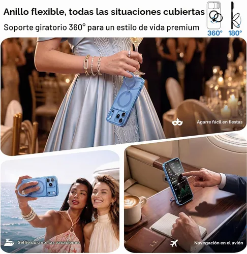 Vista 3 de CASEKOO Glacier Blue for iPhone 18 Pro Max Case, 360 Spin Magnetic Stand Glaciar Azul