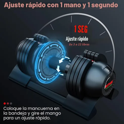 Vista 6 de Juego de mancuernas ajustables de 22 libras, par de mancuernas ajustables, perfecto para entrenamiento de fuerza y entrenamientos de fitness