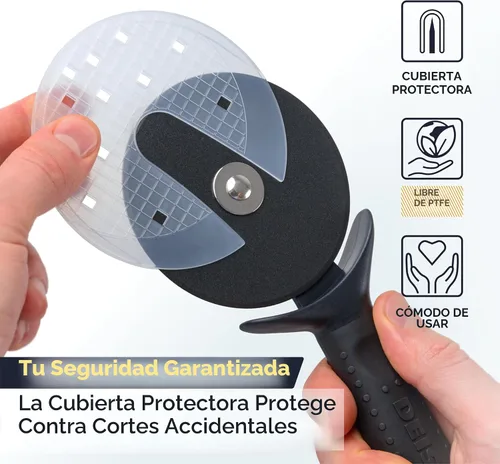 Vista 3 de Deiss Lux - Cortador de pizza resistente con cortador de ruedas, rueda de acero inoxidable afilada y suave con mango antideslizante de fácil agarre