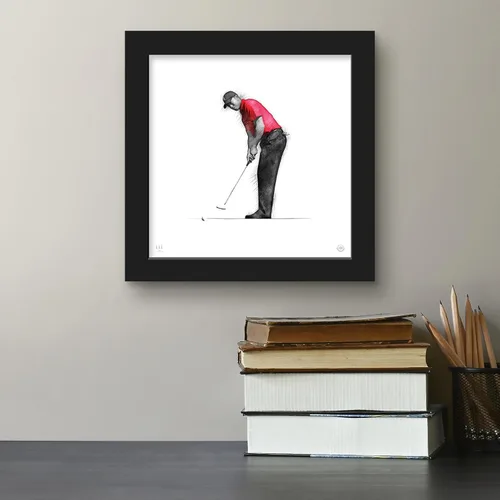 Vista 4 de Gallery Pops Tiger Woods - Arte de pared Putting, versión enmarcada negra, 12 x 12 pulgadas