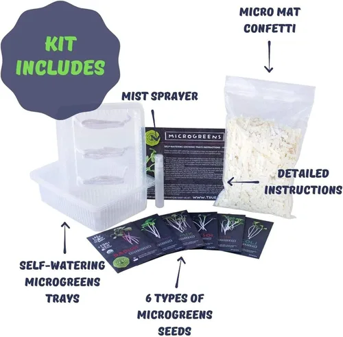 Vista 2 de Kit de microverduras de interior con riego automático - Kit de cultivo de microverdes hidropónicos para semillas de vegetales y semillas de hierbas