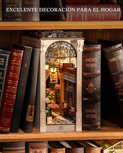 Vista 2 de ROBOTIME - Kits de manualidades para rincón de lectura, casa de muñecas en miniatura, librería con luz LED, rompecabezas de madera 3D para adultos