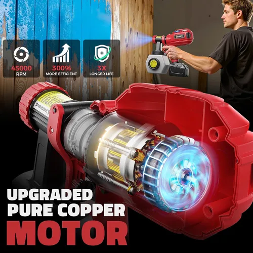 Vista 2 de DIYtoolifz - Pulverizador de pintura inalámbrico compatible con batería Milwaukee 18V, pistola de pintura eléctrica de 40.6 fl. oz con 4 boquillas