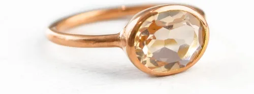 Vista 153 de Oval Birthstone Ring Bezel Set in Vermeil Gold, Sterling Silver, or Rose Gold, Stacking Birthstone Ring [rOMB]