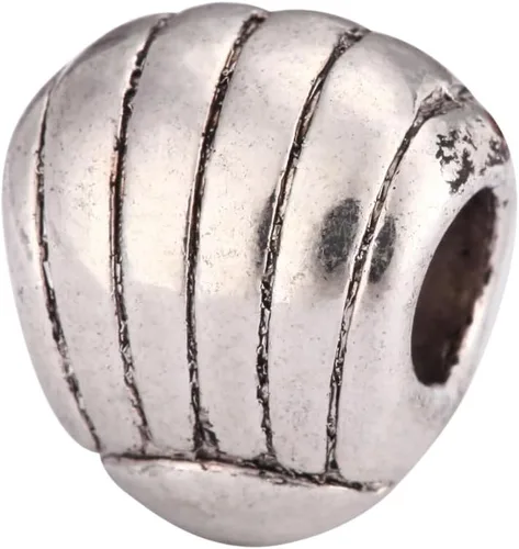 Vista 6 de 10 cuentas sueltas de agujero grande para bicicleta (agujero de 0.177 in) espaciador de metal plateado antiguo para bricolaje artesanía joyería