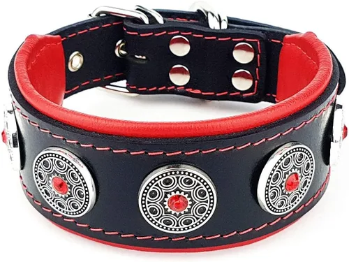 Vista 8 de Bestia Bijou - Collar de cuero para perro, collar de perro suave de 2 pulgadas de ancho con cojín ortopédico para mayor durabilidad y comodidad