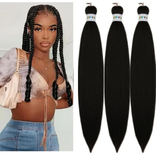 Vista 154 de Cabello trenzado para niños preestirado de 16 pulgadas, color negro para niños, trenzas sin nudos