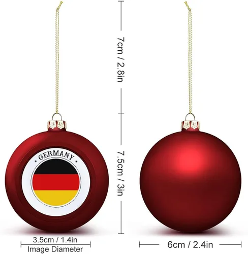 Vista 2 de Adorno de bola de Navidad de Alemania, bandera de las naciones, bandera de Alemania, sello de Alemania, adorno de bola colgante para Navidad