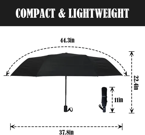 Vista 3 de LLanxiry - Paraguas de viaje compacto, resistente al viento, impermeable, paraguas con protección contra rayos ultravioleta, para golf