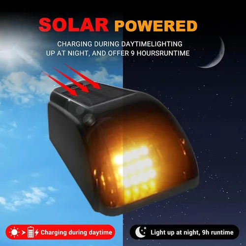 Vista 4 de FLYANT 5 luces solares sin taladro, 12 luces LED de marcación de techo IP68, resistente al agua, compatible con Ford Dodge, camiones, camionetas