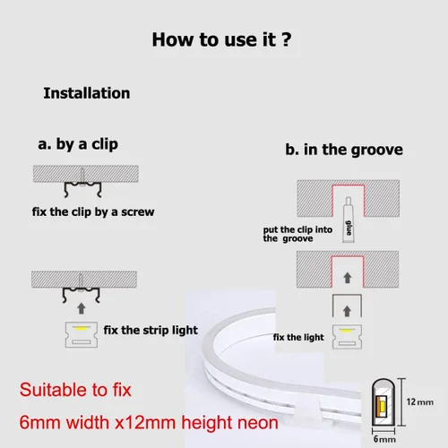 Vista 5 de dobestyou 100 clips de luz LED de neón, hechos de plástico PP con tornillos, compatible con tiras de neón LED de 0.236 x 0.472 pulgadas