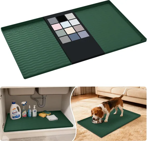 Vista 99 de URMONA - Tapete de silicona impermeable para debajo del fregadero, 16 x 10 Beige