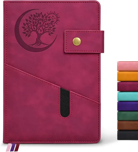 Vista 8 de PAIBAS Cuaderno en blanco, cuaderno de bocetos A5 de cuero de tapa dura con 200 páginas de papel grueso en blanco para hombres y mujeres, diario