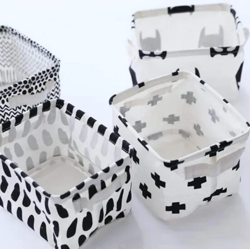 Vista 5 de KRLIFCSL Contenedores de almacenamiento plegables geométricos para guardería, juguetes de niños, maquillaje, artículos pequeños, organización