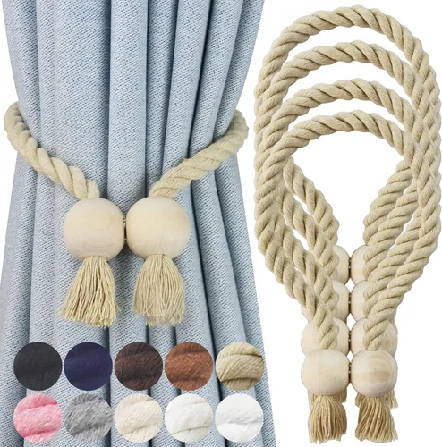 Vista 25 de Alzapaños magnéticos para cortinas, alzapaños decorativos Nieffeiy Beige