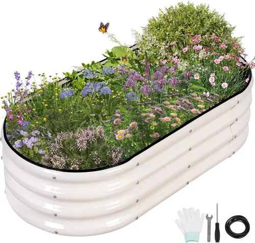 Vista 14 de Cama de jardín elevada galvanizada para exteriores, camas elevadas para jardinería, caja de maceta de metal, kit de cama de jardín elevada de acero