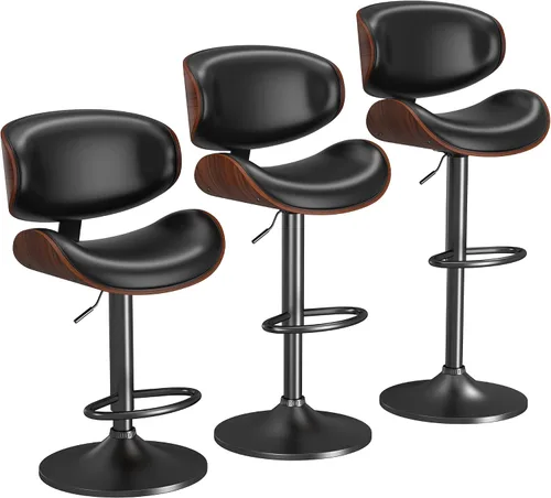 Vista 23 de YaFiti Taburetes de bar modernos giratorios, taburetes de bar altura de mostrador con respaldo para bar, cocina, comedor, color marrón