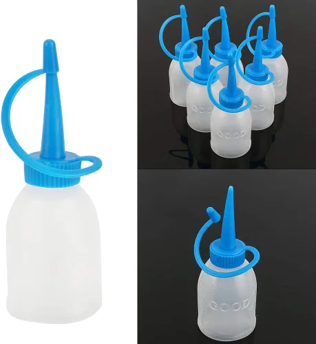 Vista 9 de AYNEFY Botella industrial, 6 piezas de plástico de 1.0 fl oz, a prueba de fugas, reutilizable, cocina, manualidades