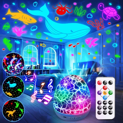 Vista 8 de Máquina de Sonido Nocturno para Bebés Proyector de Luz Nocturna de Dinosaurio, 22 Máquina de Ruido Blanco para Bebés con Altavoz Bluetooth 5.3