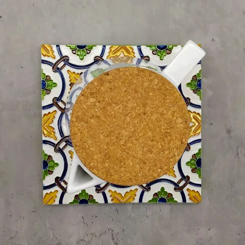 Vista 3 de Salvamanteles cuadrados de azulejos de cerámica portuguesa pintados a mano hecho en Portugal (TG8)