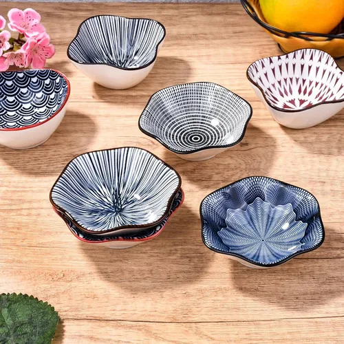 Vista 7 de Juego de 4 platos de porcelana para salsa de soja, cuencos pequeños