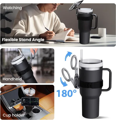 Vista 6 de Soporte magnético para teléfono Stanley Cup, botella de agua ajustable para gimnasio, soporte de teléfono para iPhone con MagSafe, soporte universal