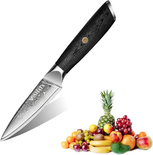 Vista 10 de MOSFiATA Juego de cuchillos de chef profesional de Damasco, 3 piezas, cuchillo de chef de 8 pulgadas, cuchillo Santoku de 7 pulgadas y cuchillo