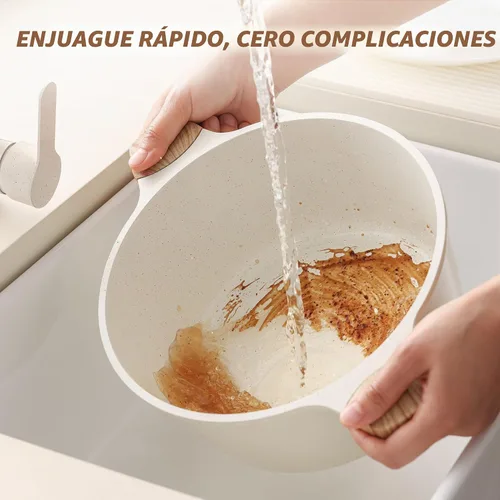 Vista 3 de SENSARTE Olla de cerámica antiadherente con tapa, olla de cocción de inducción de 4.5 cuartos de galón con tapa de vidrio templado, olla