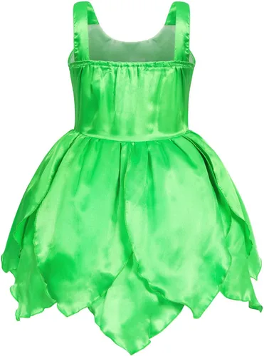 Vista 2 de Jurebecia Disfraz de princesa Tinkerbell para niñas, disfraz de Halloween, fiesta de cumpleaños, vestido de hada con alas