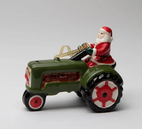 Vista 5 de 57045 - Figura decorativa de tractor de granja de Navidad de cerámica fina, 4 pulgadas de largo