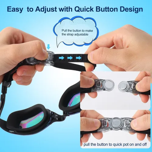 Vista 5 de Gafas de natación para niños, paquete de 2 gafas de natación antivaho a prueba de fugas, gafas de natación para niños de 3 a 14 años de edad