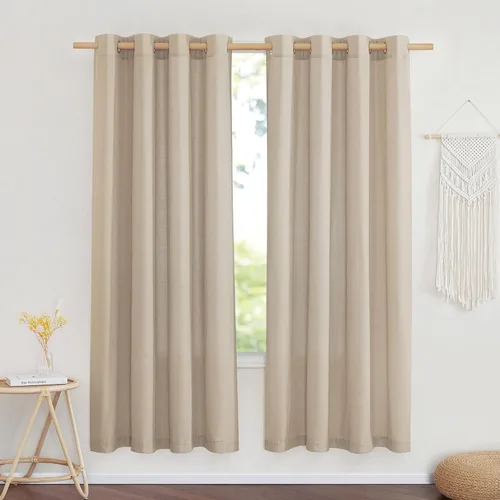 Vista 106 de NICETOWN - Cortinas de lino angora para ventana de cocina sobre el fregadero, con ojales, lino grueso angora, tratamientos cortos para ventanas