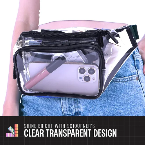 Vista 4 de SoJourner Riñonera holográfica Rave Paquetes para festivales de mujeres y hombres Lindas bolsas de moda para cinturón, Transparente, talla única