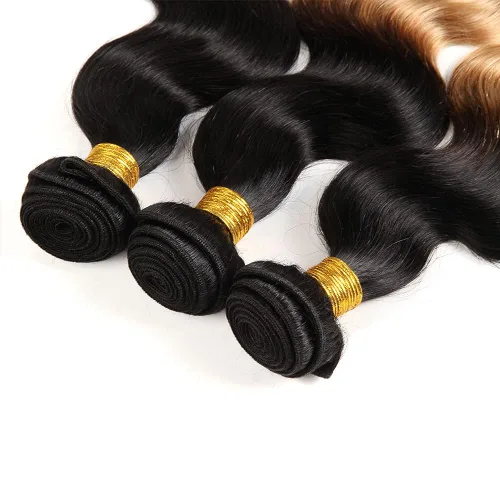 Vista 4 de 300g 1B27 Human Hair Bundles Honey Blonde Bundles Human Hair 10A Brazilian Virgin Remy Hair Extensions 8 10 12 Inch