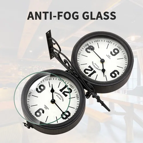 Vista 4 de Reloj de doble cara de hierro Londres, reloj antiguo de doble cara, de hierro forjado, reloj antiguo de hierro numerado, decoración de pared, reloj