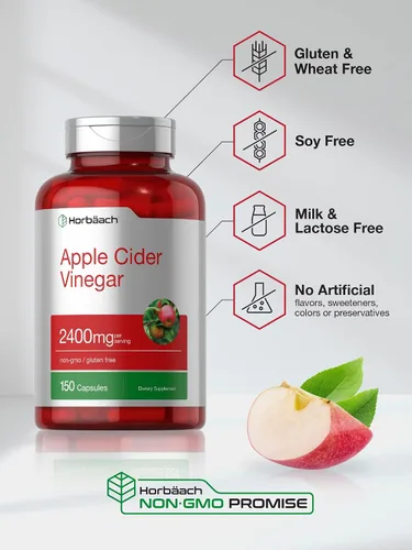 Vista 4 de Horbäach Cápsulas de vinagre de sidra de manzana 2400 mg 150