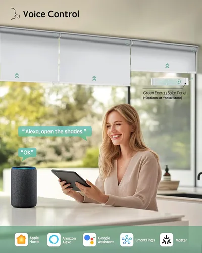 Vista 2 de Yoolax Persianas eléctricas impermeables con control remoto para ventanas, persianas eléctricas opacas, persianas enrollables motorizadas funcionan