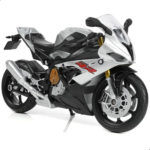 Vista 9 de 1:12 Modelo de motocicleta de juguete compatible con BMW S1000RR MD004-blanco