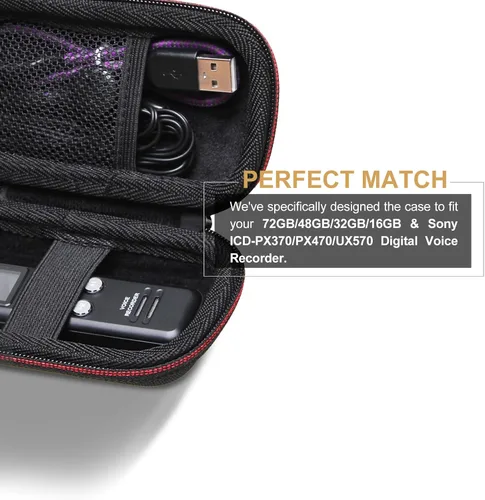 Vista 5 de LTGEM - Funda compatible con grabadora de voz digital activada por voz (interior: 4.1 x 2.1 x 0.7 pulgadas), color negro