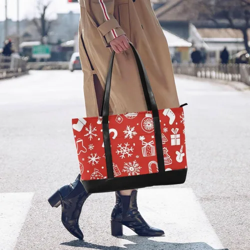 Vista 6 de Merry Christmas Icon Red Large Capacity laptop purse for women 14 with zipper large work bags for women for mom with diaper estuche para laptop 14