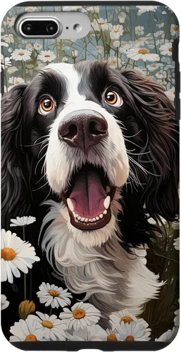 Vista 9 de Carcasa divertida para iPhone 14 con diseño de perro con margarita