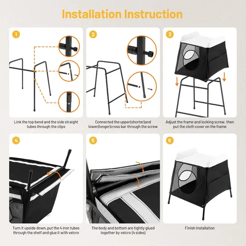 Vista 7 de Cama elevada para gatos con hamaca para gatos, casa para gatos de interior de 2 pisos con cueva y funda lavable, muebles para varios gatos