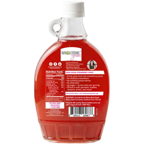Vista 6 de Wholesome Yum Zero Sugar Real Strawberry Syrup, Monk Fruit & Allulose