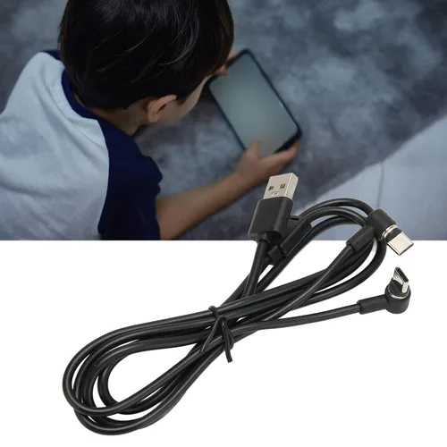 Vista 4 de Cable de carga para PS5, cable de datos tipo C de 2.6 pies, cable de carga magnético dual de 90 grados tipo C 2 en 1 para PS VR2 para interruptor