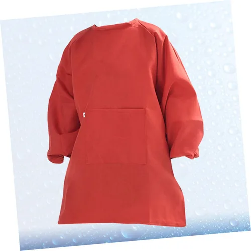 Vista 7 de Long Sleeve Art Smock Apron Red Painting Smock with Adjustable Closure Protective Drawing Coat for Preventing Stains and Watercolor