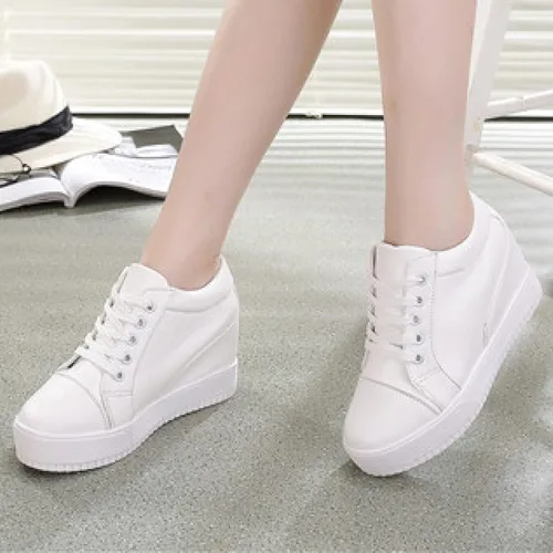 Vista 6 de Zapatos de tacón alto para mujer suela suave color sólido elevador plataforma de plataforma para estudiantes