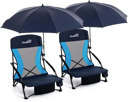 Vista 15 de Lamberia Silla de playa plegable para adultos, paquete de 2, sillas de playa bajas portátiles con capacidad de 300 libras, silla de camping ligera