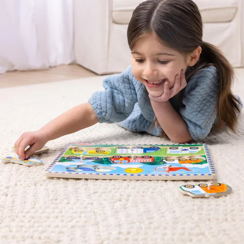 Vista 7 de Rompecabezas de madera con imágenes vehículos de Melissa & Doug, Multicolor