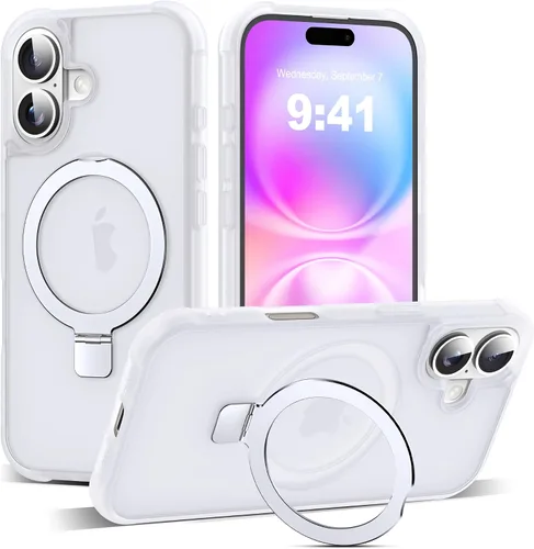Vista 163 de SKYLMW - Funda compatible con iPhone 11 de 6.1 pulgadas, con soporte magnético invisible tipo anillo, funda translúcida de grado militar, compatible